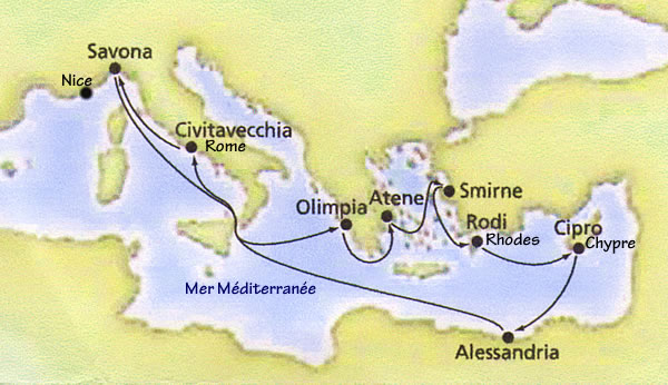 1er jour : Arrivée à bord et installation — Méditerranée orientale